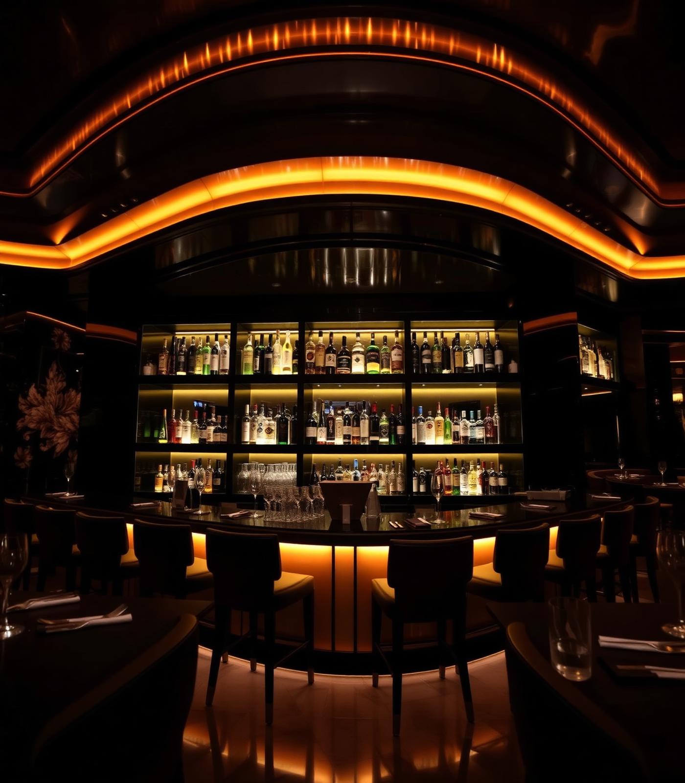 Warm luxury restaurant bar